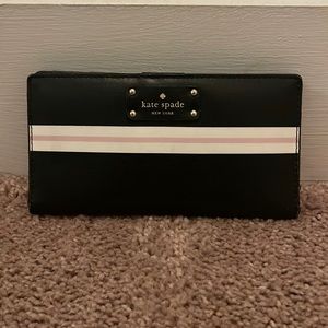 Kate Spade New York Grove Street Stripe Stacy Leather Wallet Black